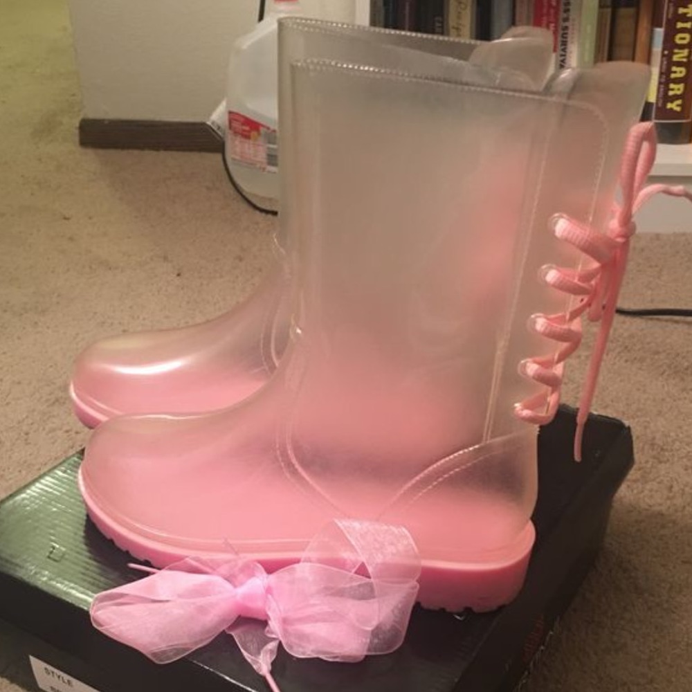 Light pink clear rain boots